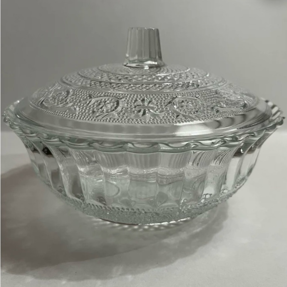 Elegant Glass Covered Bowl